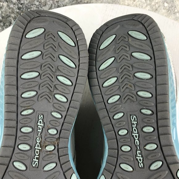 SKECHERS Women's 8 Shape Ups Silver Blue White Athletic Lace Up Toning Sneakers - Picture 10 of 12
